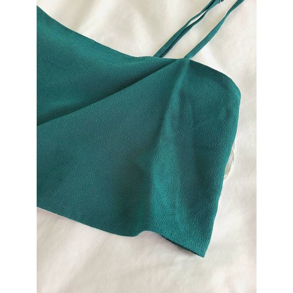 Reformation Adjustable Strap Square Neck Sleeveless Cropped Top Green Size 6 - Picture 2 of 5